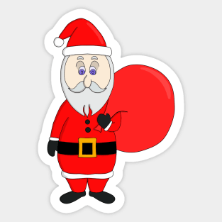 Cute Santa Claus Holding Bag of Gifts Sticker